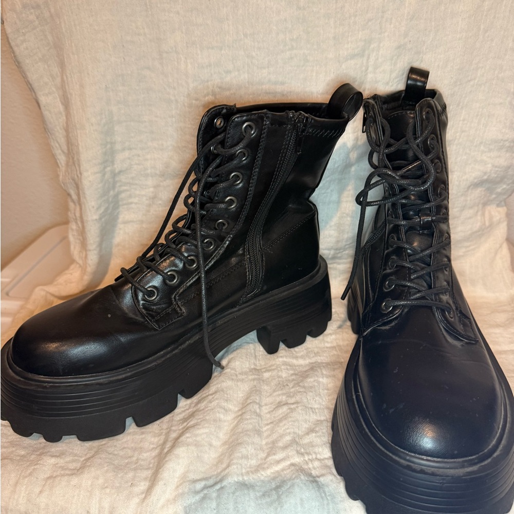Black Platform Combat Boots